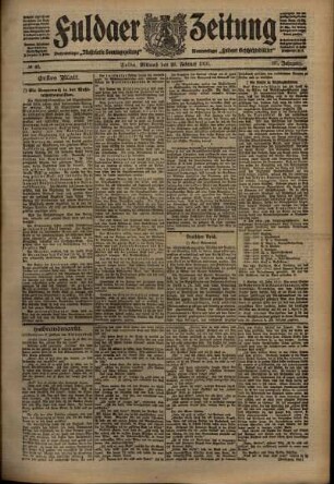 Erste Ausgabe vom Mittwoch, den 23. Februar 1910.