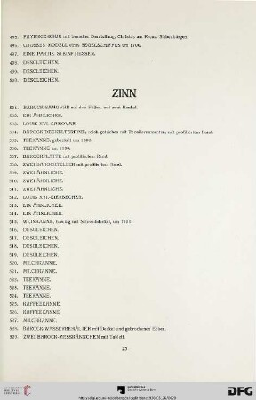 Zinn (Nr. 501-603)