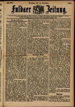 Erste Ausgabe vom Samstag, den 10. November 1888.