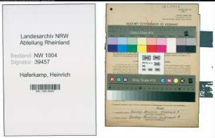 Entnazifizierung Heinrich Haferkamp , geb. 16.12.1877 (Malermeister)