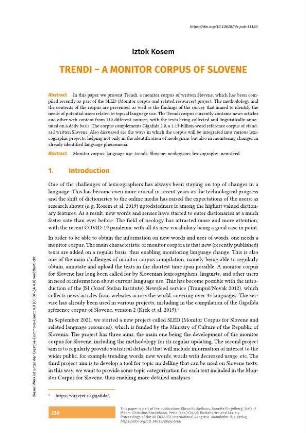 Trendi - a monitor corpus of Slovene