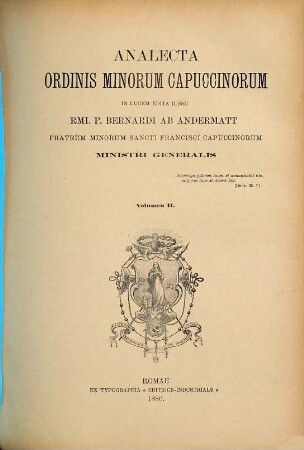 Analecta Ordinis Fratrum Minorum Capuccinorum. 2. 1886