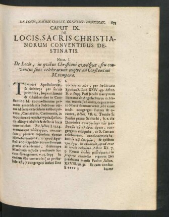 Caput IX. De Locis, Sacris Christianorum Conventibus Destinatis.