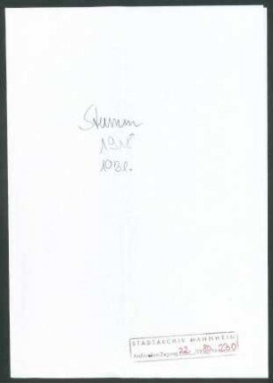 Stumm, [Ferdinand], Freiherr von, Leiter der Nachrichtenabteilung des Auswärtigen Amtes Berlin, Schriftwechsel mit Wichert