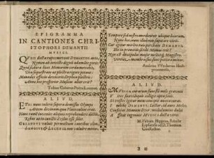 Epigramma In Cantiones Christophori Damantii Musici