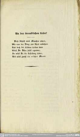 An den freundlichen Leser!