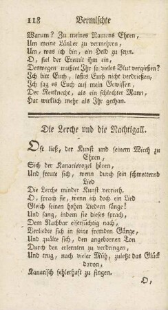 Die Lerche und die Nachtigall