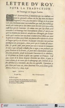 Lettre du Roy