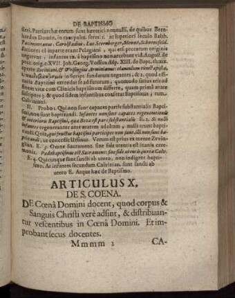 Caput I.; Caput II.; Exegesis Orthodoxlæ; Discussio Heterodoxias De Transsubstanttiatione Papistica.