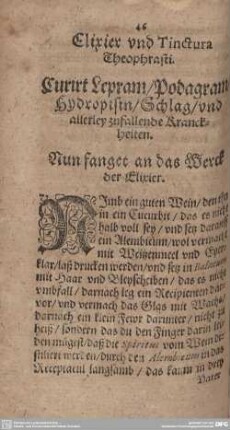 Elixier und Tinctura Theophrasti.