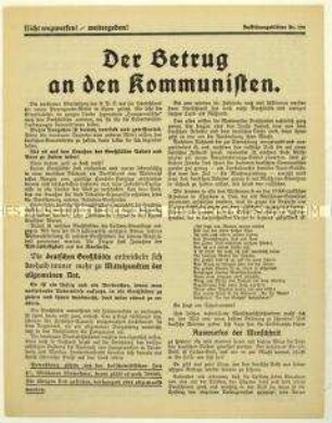 Flugblatt der Deutschen Erneuerungs-Gemeinde gegen die Politik der KPD