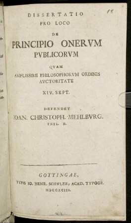 Dissertatio Pro Loco De Principio Onerum Publicorum : XIV. Sept.