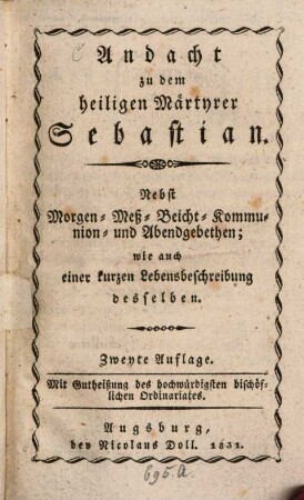 Andacht zu dem Hl. Märtyrer Sebastian
