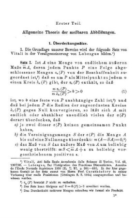 Erster Teil - Allgemeine Theorie der meßbaren Abbildungen.