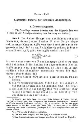 Erster Teil - Allgemeine Theorie der meßbaren Abbildungen.