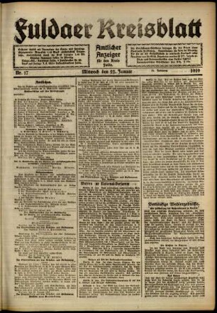 Ausgabe vom Mittwoch, den 22. Januar 1919.