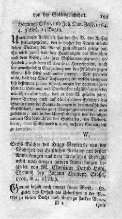 Von der Wahrheit der christlichen Religion.
