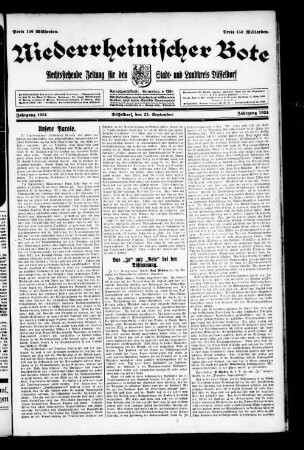 Niederrheinischer Bote : rechtsstehende Zeitung für den Stadt- und Landkreis Düsseldorf