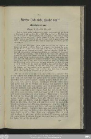 „Fürchte Dich nicht, glaube nur!” (Trinitatiszeit 1899.)