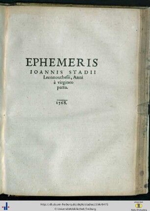 Ephemeris Ioannis Stadii […] 1568