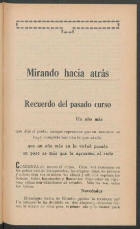 Mirando hacia atrás : (Anuario del Colegio San Felipe Neri, del curso escolar de 1926-1927)