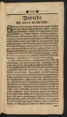 Vorrede des Autoris an den Leser.