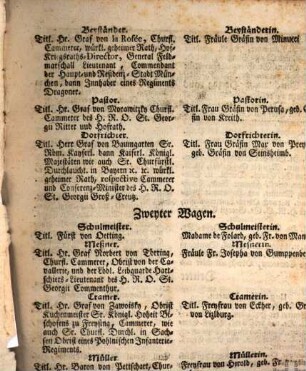 Lista der von Sr. Churfürstl. Durchlaucht in Bayern etc. etc. zur Faschings-Zeit Gnädigst angestellten Bauren-Hochzeit in München : so gehalten worden den 10. Jenner Anno 1765