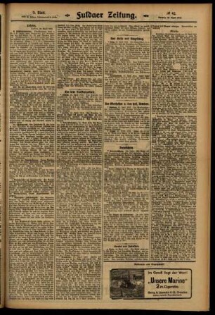 Zweite Ausgabe vom Dienstag, den 22. April 1913.