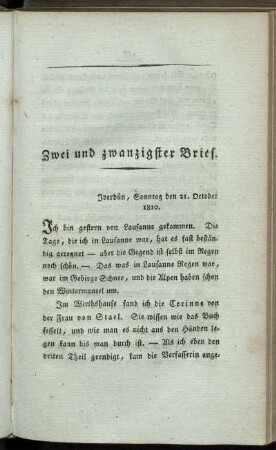 Zwei und zwanzigster Brief