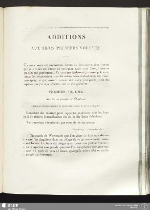 Additions aux trois premiers volumes