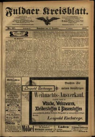 Zweite Ausgabe vom Samstag, den 14. Dezember 1907.
