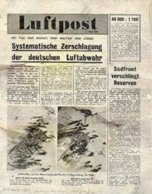 Nachrichtenblatt der Alliierten "Luftpost" u.a. zum Luftkrieg