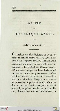 Oeuvre de Dominique Santi, dit Mingaccino
