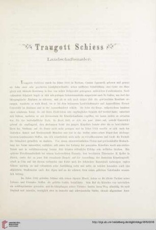 Traugott Schiess, Landschaftsmaler