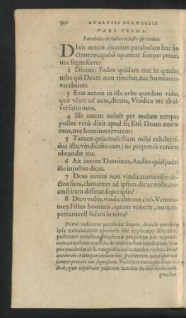 Pars Prima. Parabola de iudice iniusto & vidua.