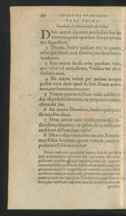Pars Prima. Parabola de iudice iniusto & vidua.