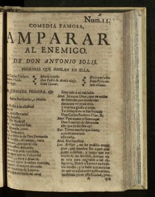 Amparar al enemigo : comedia famosa