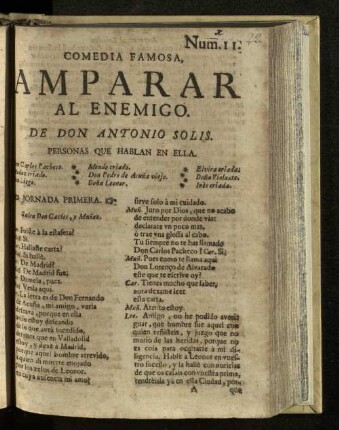 Amparar al enemigo : comedia famosa