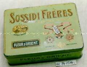 Blechdose für 50 Stück Zigaretten "SOSSIDI FRERES FLEUR D'ORIENT"