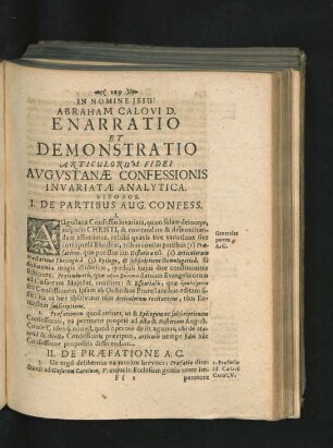 Abraham Calovi D. Enarratio Et Demonstratio Articulorum Fidei Augustanae Confessionis Invariatae Analytica