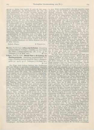 213-215 [Rezension] Krüger, Gust., Albrecht Thaer u. die Erziehung des Menschengeschlechts