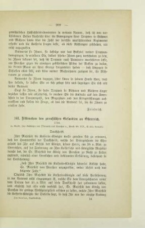 161. Ultimatum des preußischen Gesandten an Österreich