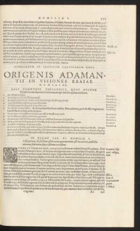 Origenis Adamantii In Visiones Esaiae Homiliae.