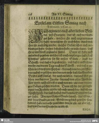 Epistel am Eilfften Sontag nach Trinitatis