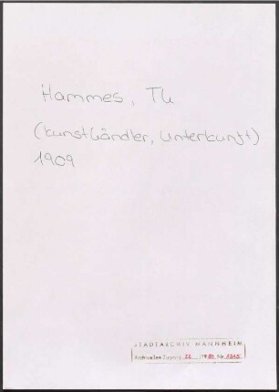 Hammes, Th[...], Arzt, Amsterdam, an Wichert