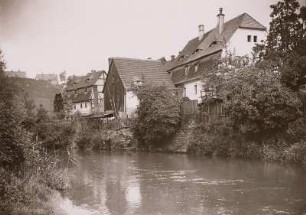 Häuser an der Mulde : Döbeln, Blick von der Oberbrücke auf Häuser an der Mulde
