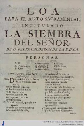 Loa para el Auto Sacramental La Siembra del Señor.