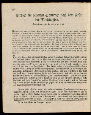 Predigt am zehenten Sonntage nach dem Feste der Dreieinigkeit