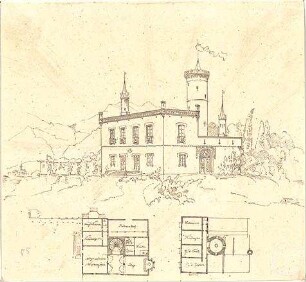 Bürklein, Friedrich; Schloss - Grundrisse, Perspektive