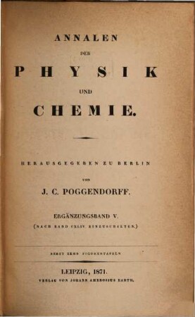 Annalen der Physik. Ergänzungsbände. 5. 1870/71